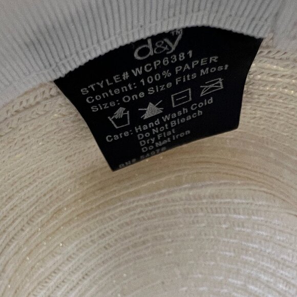 D&Y Straw Newsboy cap in Ivory and Navy Blue - Picture 8 of 11